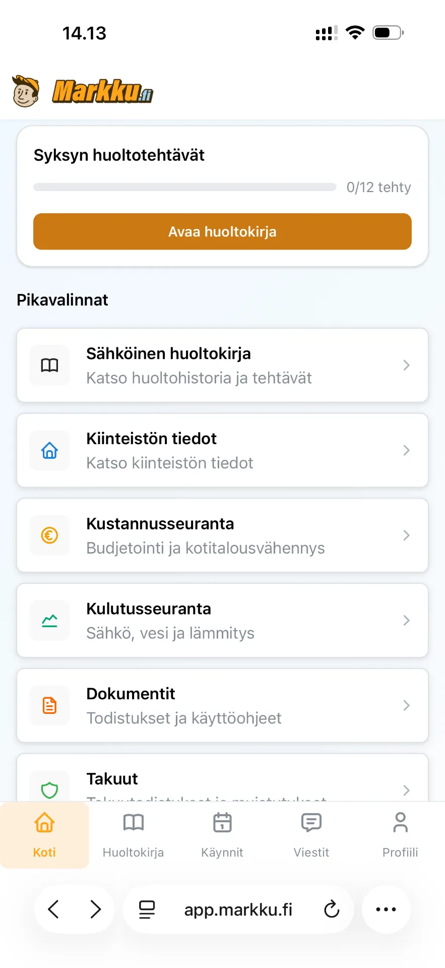 Markku.fi digitaalinen huoltokirja